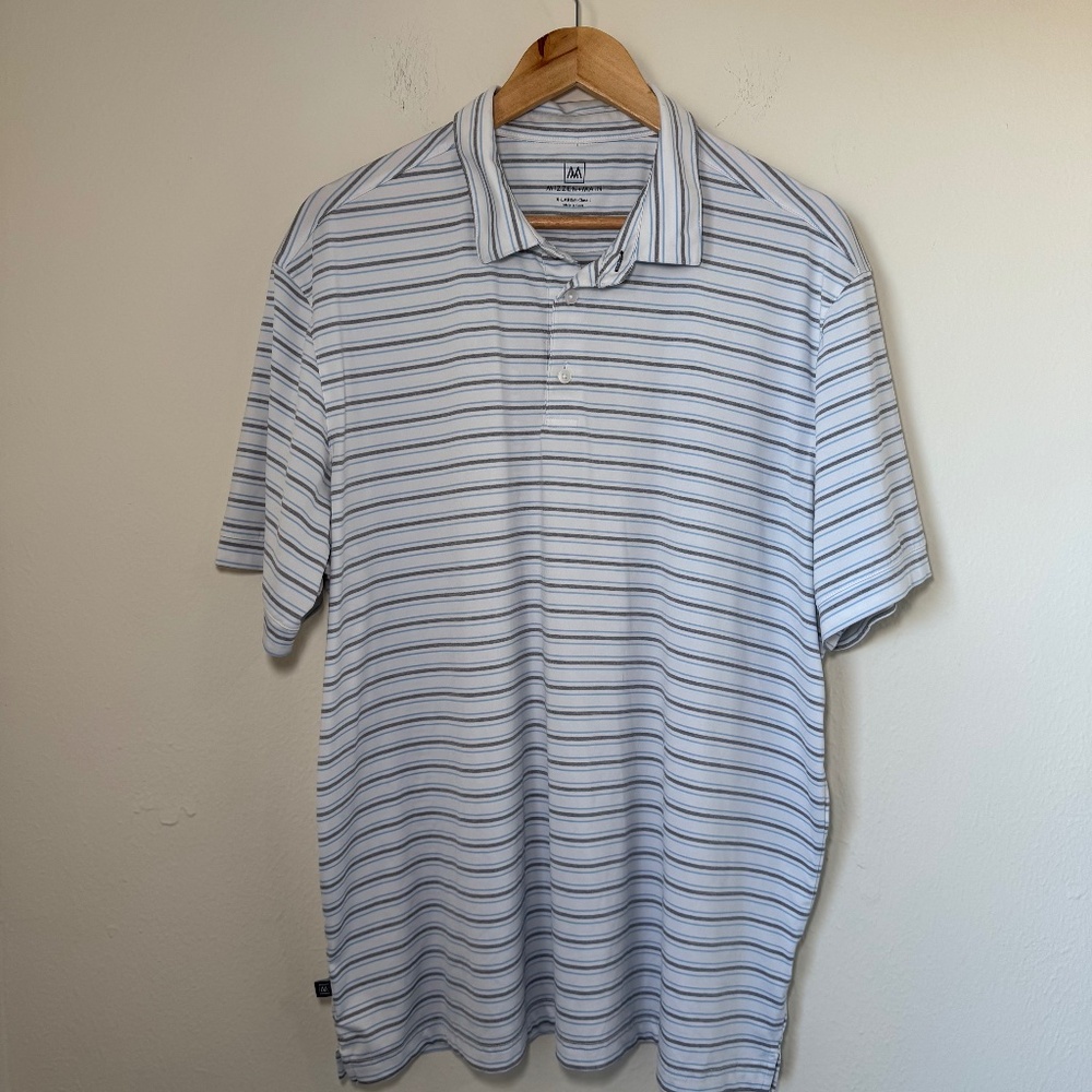 Mizzen + Main Polo Shirt Men's XL White Stripe Performance Golf Business Casual